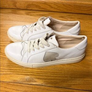 Kate Spade Cream Leather Sneakers with Heart Accent